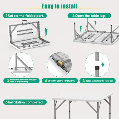 34'' Square Folding Card Table, Dining Table with Handle and Safety Lock, alternate view 5