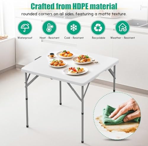 34'' Square Folding Card Table, Dining Table with Handle and Safety Lock, alternate view 6