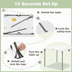 34" Square Folding Table for 4 Person, 330lbs Weight Capacity Foldable Table with HDPE Tabletop & Heavy-Duty, alternate view