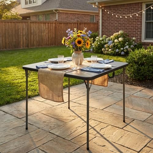 34" Square Folding Table for 4 Person, 330lbs Weight Capacity Foldable Table with HDPE Tabletop & Heavy-Duty, alternate view