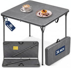 34" Square Folding Table for 4 Person, 330lbs Weight Capacity Foldable Table with HDPE Tabletop & Heavy-Duty