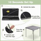 34" Square Folding Table for 4 Person, 330lbs Weight Capacity Foldable Table with HDPE Tabletop & Heavy-Duty, alternate view