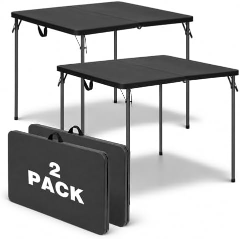 34" Square Folding Table for 4 Person, 330lbs Weight Capacity Foldable Table with HDPE Tabletop & Heavy-Duty
