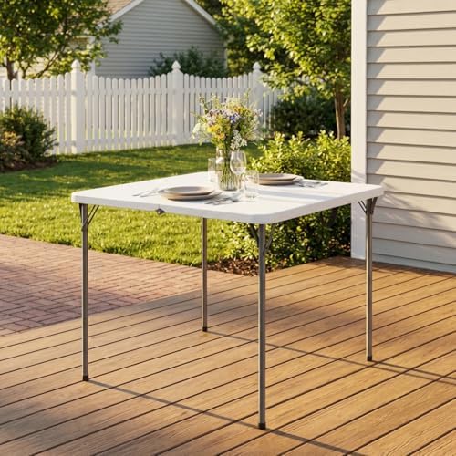 34" Square Folding Table for 4 Person, 330lbs Weight Capacity Foldable Table with HDPE Tabletop & Heavy-Duty, alternate view