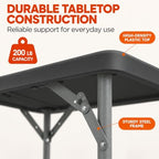 34" Square Folding Table, Portable Plastic Utility Table, 200 lb, Black in Black, alternate view 5