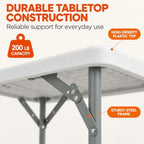 34" Square Folding Table, Portable Plastic Utility Table, 200 lb, White in White, alternate view 5