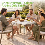 34" Square Folding Table, Portable Plastic Utility Table, 200 lb, White in White, alternate view 6