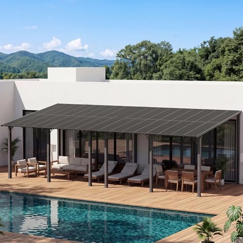 34’x10’ Gazebo for Patio, Gazebo Pergola with Sloped Roof, Black in Black