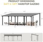 34’x10’ Gazebo for Patio, Gazebo Pergola with Sloped Roof, Black in Black, alternate view 2