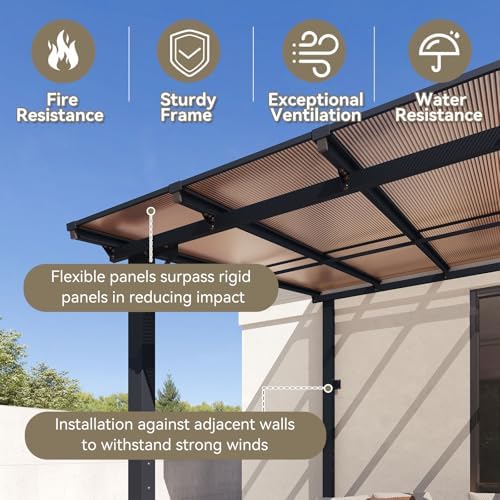 34’x10’ Gazebo for Patio, Gazebo Pergola with Sloped Roof, Black in Black, alternate view 5