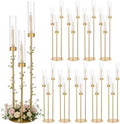 34in10PCS Gold 3-arm Candelabra Wedding Centerpieces for Tables in Gold