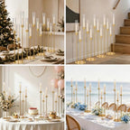 34in10PCS Gold 3-arm Candelabra Wedding Centerpieces for Tables in Gold, alternate view 3