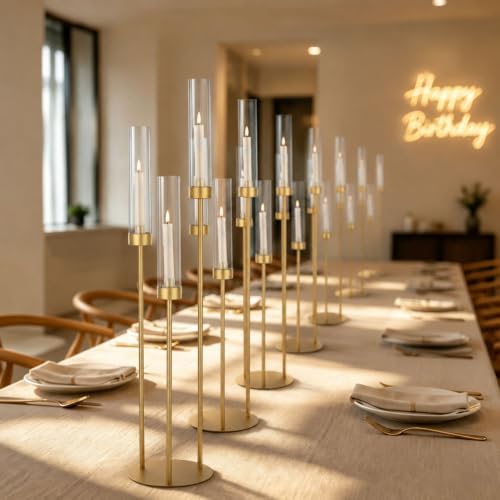 34in10PCS Gold 3-arm Candelabra Wedding Centerpieces for Tables in Gold, alternate view 6