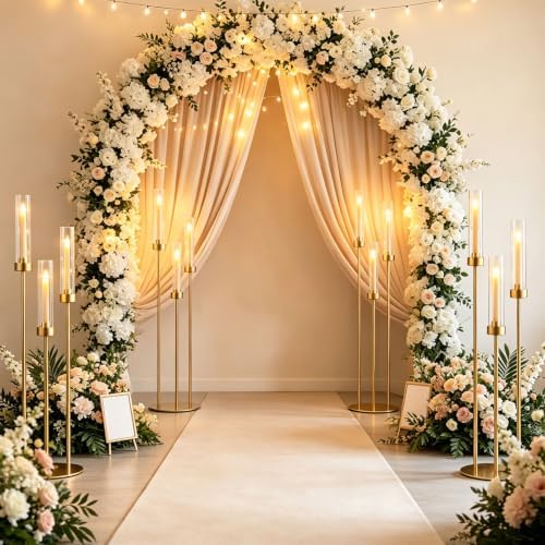 34in10PCS Gold 3-arm Candelabra Wedding Centerpieces for Tables in Gold, alternate view 7