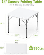34inch Folding Table, Foldable Dining Indoor Outdoor White, alternate view 3