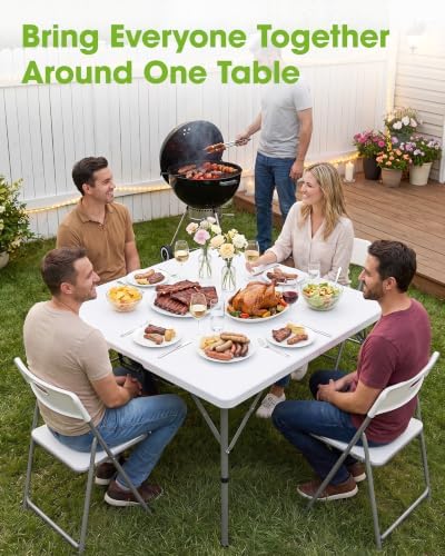 34inch Folding Table, Foldable Dining Indoor Outdoor White, alternate view 4