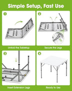 34inch Folding Table, Foldable Dining Indoor Outdoor White, alternate view 7