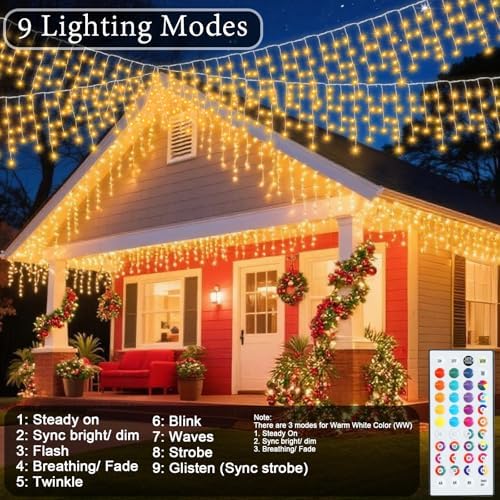 35 Colors Icicle Lights for Outside, 29FT Icicle Christmas Lights, alternate view 6