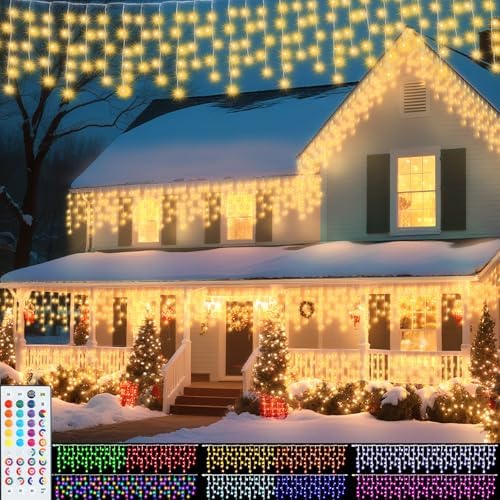 35 Colors Icicle Lights for Outside, 39FT Icicle Christmas Lights