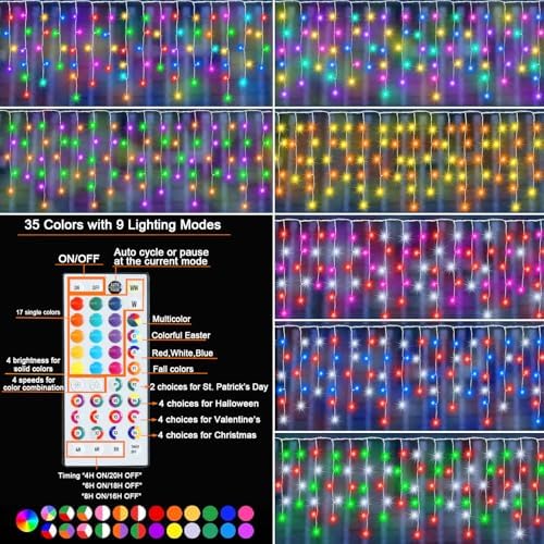 35 Colors Icicle Lights for Outside, 39FT Icicle Christmas Lights, alternate view 4