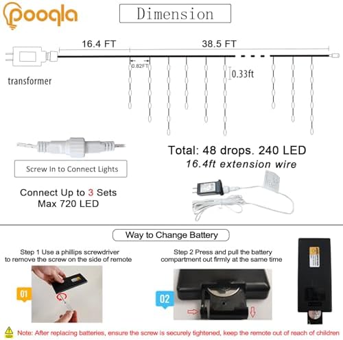 35 Colors Icicle Lights for Outside, 39FT Icicle Christmas Lights, alternate view 5