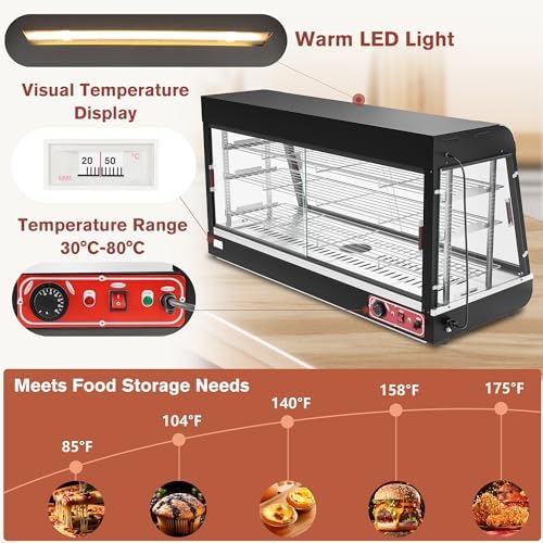 35" Food Display Warmer,3-Tier Countertop Warmers Display, Glass Showcase, alternate view 4