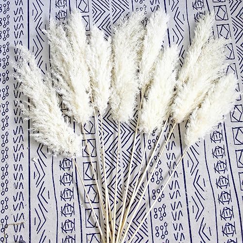 35-inch Tall White Pampas Grass Bouquet Decor - Boho Flowers and Feathers for Centerpieces, Perfect for Tall, alternate view