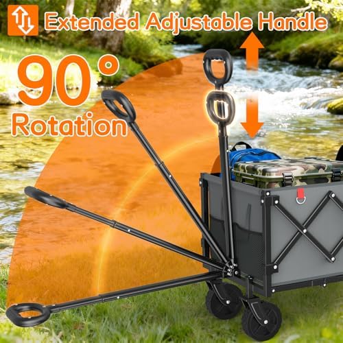 35" L Extra Long Wagons Carts Foldable, 360LBS Beach Wagon with Wheels, alternate view 6