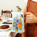 35 Oz Handmade Relief Painted Ceramic Pitcher with Lid & Handle, Decorative Ceramic Teapots, Multi Use Beverage, alternate