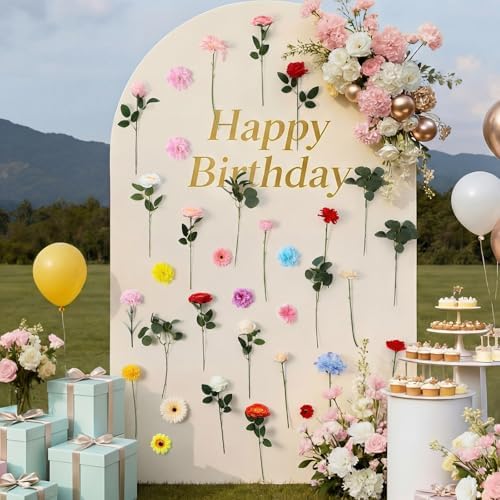 35 Pcs Wildflower Backdrop Artificial Flower Wall Decor, Pastel in Multi Color, alternate view 4