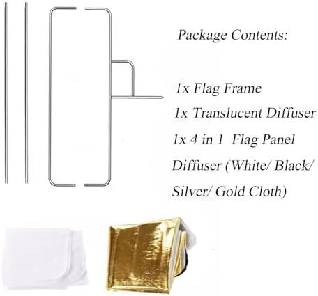 35"x47"/90x120cm Light Reflector Flag Panel Kit, 5-in-1 Diffusion Scrim Translucent/Gold/Silver/Black/White, alternate view 6