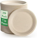350 Pack Compostable Bagasse Paper Plates 6.9 inch, Nature in 350 Count (Pack of 1) in Nature