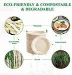 350 Pack Compostable Bagasse Paper Plates 6.9 inch, Nature in 350 Count (Pack of 1) in Nature, alternate view 5