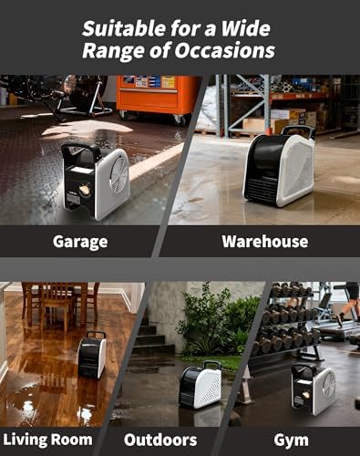 355CFM Air Mover Blower Fan, Industrial Floor Fan for Drying, White in White, alternate view 4