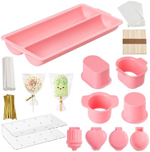 358 PCS Pink Cakesicle & Cake Pop Mold Set, Dishwasher Safe in Pink