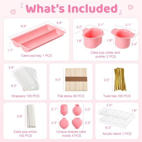 358 PCS Pink Cakesicle & Cake Pop Mold Set, Dishwasher Safe in Pink, alternate view 2