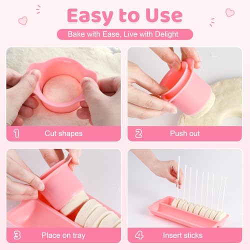 358 PCS Pink Cakesicle & Cake Pop Mold Set, Dishwasher Safe in Pink, alternate view 3