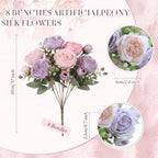 36 Bundles Artificial Peonies Flowers, Dusty Pink, Light Pink, Purple in Mixed Pink and Purple, alternate view 2