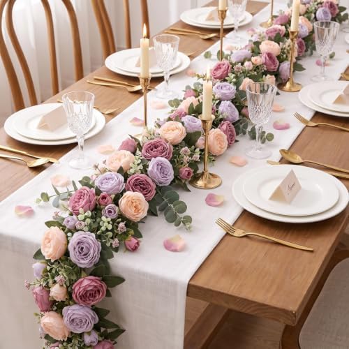 36 Bundles Artificial Peonies Flowers, Dusty Pink, Light Pink, Purple in Mixed Pink and Purple, alternate view 4