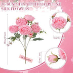 36 Bundles Artificial Peonies Flowers, Pink in Pink, alternate view 2