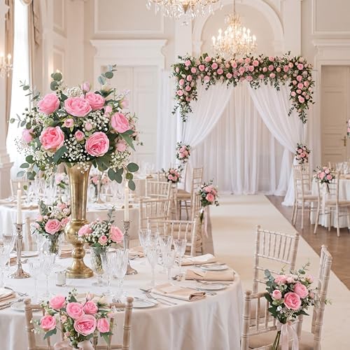 36 Bundles Artificial Peonies Flowers, Pink in Pink, alternate view 5