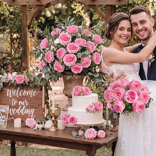 36 Bundles Artificial Peonies Flowers, Pink in Pink, alternate view 6
