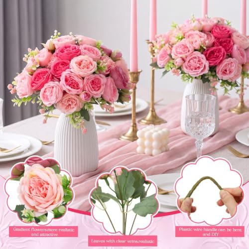 36 Bundles Artificial Peonies Flowers, Rose, Light Pink, Dusty Pink in Rose, Light Pink, Dusty Pink, alternate view 3