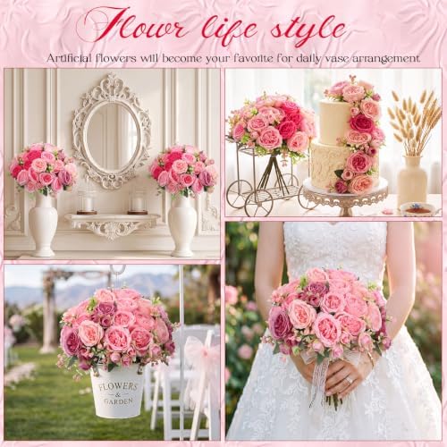 36 Bundles Artificial Peonies Flowers, Rose, Light Pink, Dusty Pink in Rose, Light Pink, Dusty Pink, alternate view 6