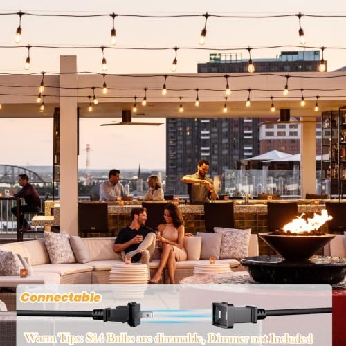 36 FT Outdoor String Lights 2W LED Antique Edison Waterproof ETL, alternate view 4