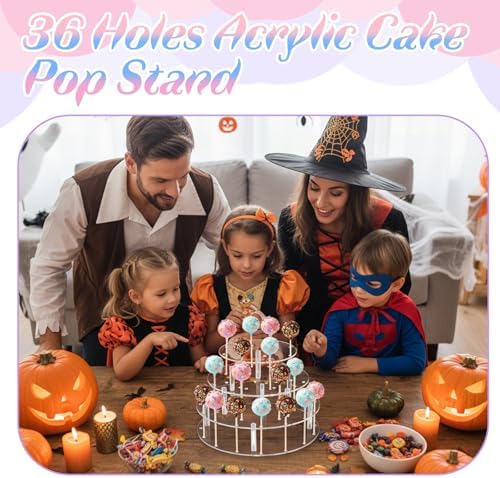 36 Holes Cake Pop Display Stand 3-Tier Clear Acrylic Lollipop Holder Cake Pop Stand for Displaying Candy, alternate view 6