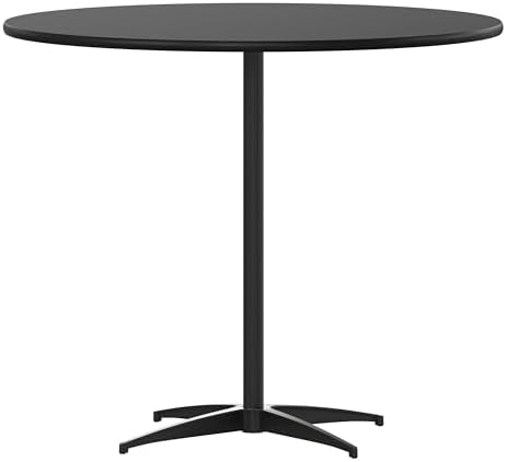36 in Wood Round Cocktail Table, Black in Black