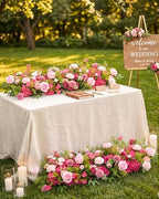 36 Inch Artificial Wedding Flower Row, Flower Runner Arrangement with Chiffon Sheer Drape, Blush Pink, Lavender, alternate