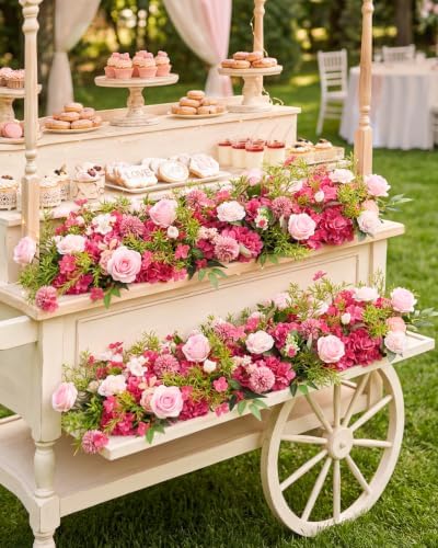 36 Inch Artificial Wedding Flower Row, Flower Runner Arrangement with Chiffon Sheer Drape, Blush Pink, Lavender, alternate
