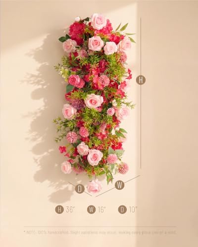 36 Inch Artificial Wedding Flower Row, Flower Runner Arrangement with Chiffon Sheer Drape, Blush Pink, Lavender, alternate